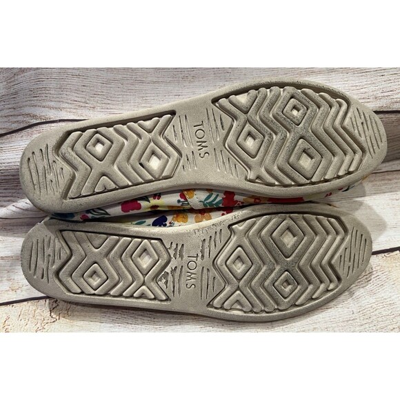 TOMS womens Alpargata loafers shoes, Natural Slip On Size 9 Floral Design - Picture 5 of 7
